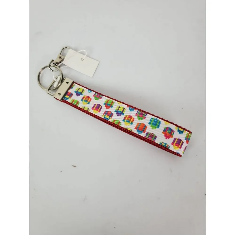 NWT Holiday‎ Christmas Key Ribbon Keychain Key Fob Wristlet